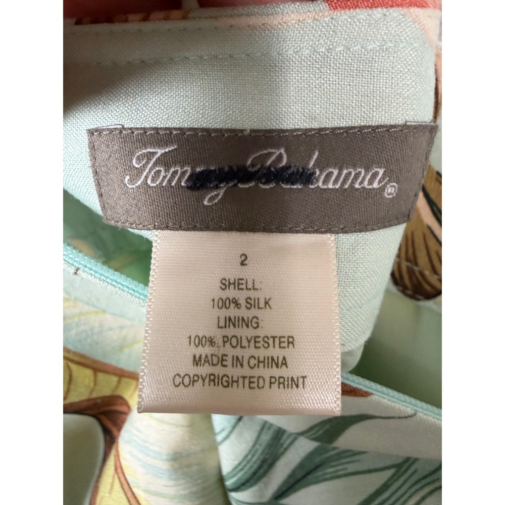 Tommy Bahama Womens Silk Tropical Floral Pencil Skirt Green Tan RN 86549 - Picture 4 of 11